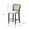 HomeRoots 26" White Black and Natural Fabric Rattan and Solid Wood Counter Height Bar Chair - 3 of 4