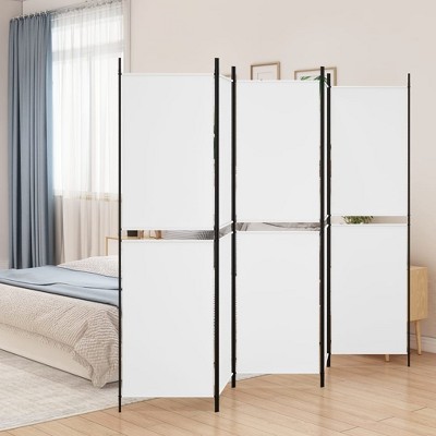 VidaXL 5-Panel Room Divider White 98.4 in.x78.7 in. Fabric