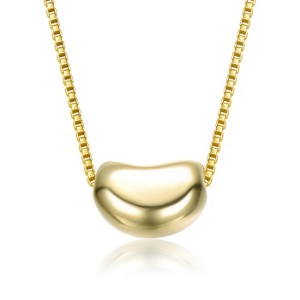 Guili 14K Gold Plated Bean Shaped Pendant Necklace Offers a Sleek, Minimalist Design with a Playful Touch for Everyday Modern Style - 1 of 2