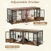 ELJGET 86.2" Double Dog Crate Furniture for 2 Dogs,  Wooden Dog Kennel with Adjustable Bowls, Dog Crate Wooden TV Stand End Table for Large, Brown - 2 of 4