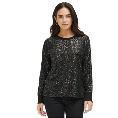 Calvin Klein Womens Sequin Pullover Sweater