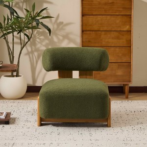 MAYEERTY 27.25" Modern Boucle Lounge Chair, Solid Wood Frame Rolled Backrest Soft Durable Upholstery, Living Room Bedroom Office - 1 of 4