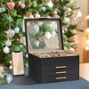 Glass Lid Jewelry Box, 4-Layer Organizer with 3 Drawers for Big and Small Jewelry, Modern Style, 8 x 9.1 x 6.5 Inches - 2 of 4