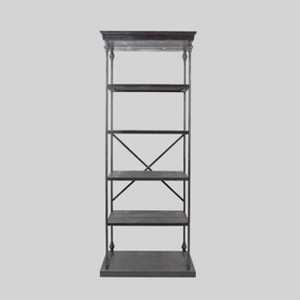 84.75" Abramo Industrial 5 Shelf Bookcase Gray - Christopher Knight Home: Tall, Metal Piping, X-Frame Stretcher - 1 of 4