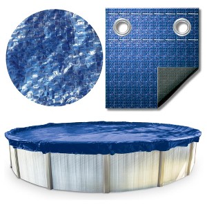 Swimline Hydrotools Supreme Guard Heavy Duty Winter Pool Cover for 24 Ft Above Ground Swimming Pools, Round Design, Blue/Black - 1 of 4