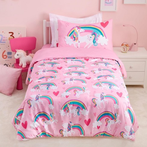 Syncfun Kid Twin Comforter Set 5 Piece Unicorn Rainbow Bedding Set In A Bag With Comforter Sheets Pillowcase Sham Target