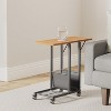 Simple Trending C Shaped End Table, Folding TV Tray Couch Side Table for Sofa on Wheels, Black - 2 of 4