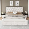 homfan Bed Frame, Upholstered Platform Bed Frame with Storage Drawers, Mattress Foundation with Solid Wooden Slats Support, No Box Spring Needed - 2 of 4