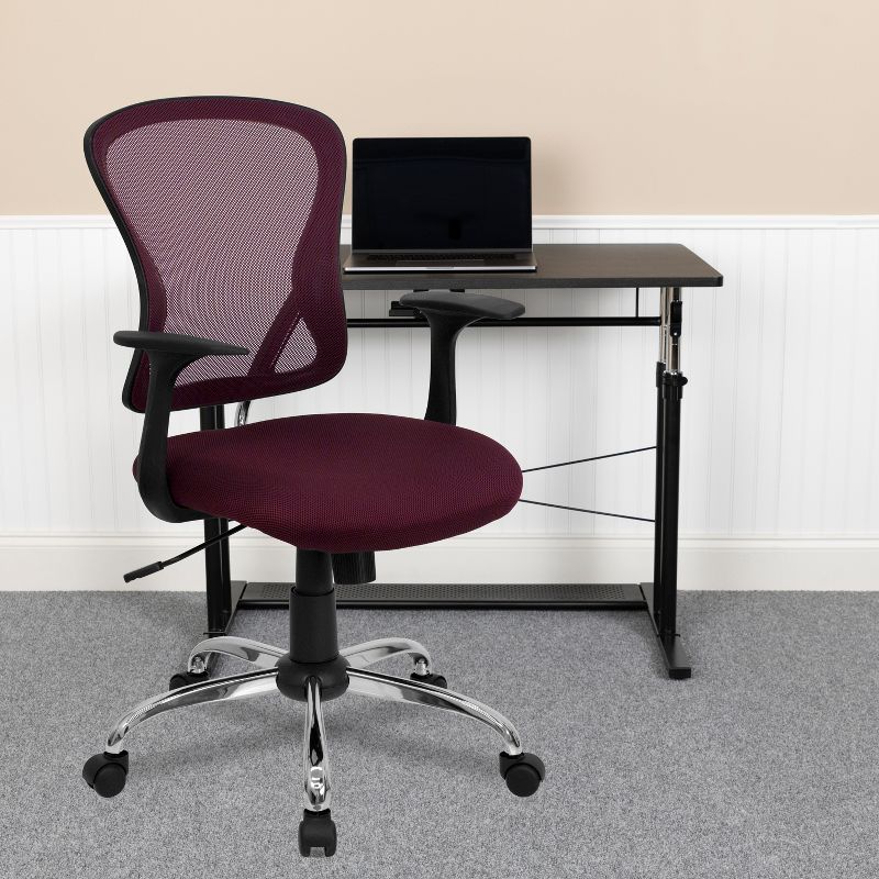 Flash Furniture Mid-Back Mesh Swivel Task Office Chair with Chrome Base and Arms, 3 of 14