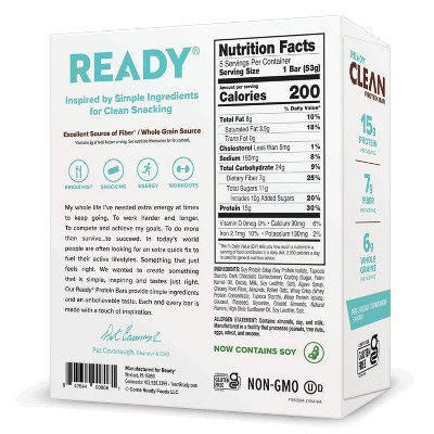 Ready® Dark Chocolate Coconut Almond Protein Bars - 15g Protein - 5ct