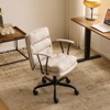 Karl Home | 24.4 Inch Upholstered Swivel Office Chair With Leg Pegs And Wheels - 4 of 4