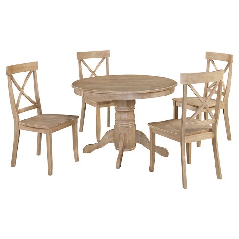 Michael 42 Round Dining Table With Set Of 4 Chairs White Wash Home Styles