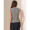 INSPIRE CHIC Women's Tweed Elegant Plaid Print Sleeveless Crew Neck Waist Buckle Back Zipper Top - 3 of 4