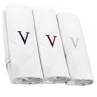 Men's Cotton Monogrammed Handkerchiefs Initial Letter Hanky