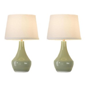 Itopfox Modern Green Table Lamps Set of 2 - Bedside Lamps for Night Stands, Bedroom Lamp for Living Room Sage Green Lamps with Rocker Switch - 1 of 4