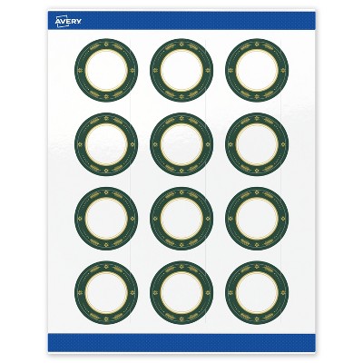Avery Labels, 2" Diameter, Gold-Green Border, Glossy, 120ct