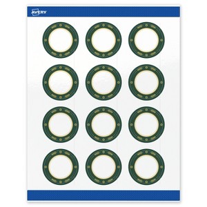 Avery Labels, 2" Diameter, Gold-Green Border, Glossy, 120ct - 1 of 4