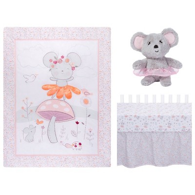 Image of Sammy & Lou Dancing Mouse Crib Bedding Set - 4pc - White