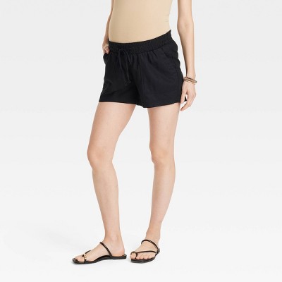Image of Under Belly Maternity Linen Shorts - Isabel Maternity by Ingrid & Isabel™ Black S