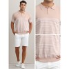 INSPIRE CHIC Men's Regular Fit Short Sleeves Button Down Collared Casual Knit Striped Polo Shirt - 4 of 4