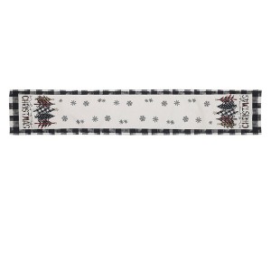 Unique Bargains Christmas Table Runner Black White Green Brown 72"x13" 1 Pc - 1 of 4