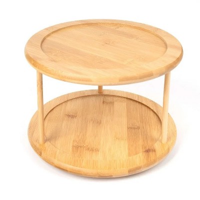 LunaLulinlk Kitchen Organizer Bamboo Turntable 2-Tier Spice Rack, 10.04 DIA x 6.89 in
