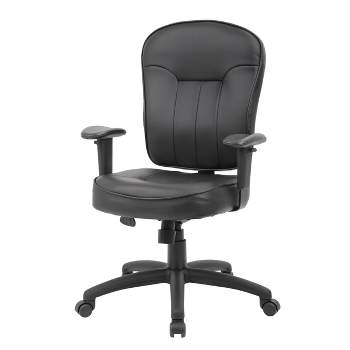 Leather Task Chair with Adjustable Arms Black - Boss Office Products