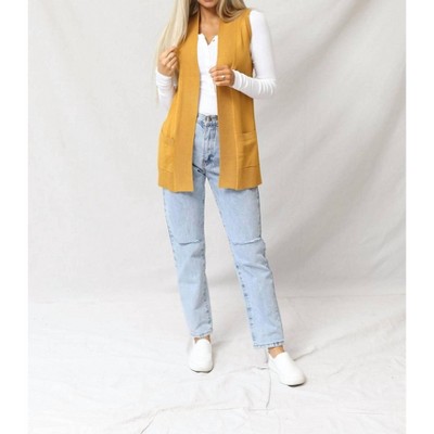 Women's Gentry Open Front Sleeveless Cardigan - Cielo