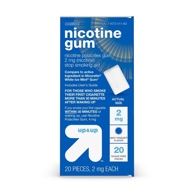 Coated Nicotine 2mg Gum Stop Smoking Aid - Mint Freeze - up & up™, 1 of 8
