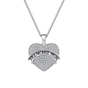 Frenchie Mom French Bulldog Heart Necklace Cubic Zirconia Women Ginger Lyne Collection - 1 of 4