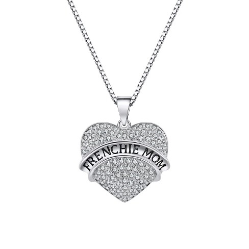 Frenchie Mom French Bulldog Heart Necklace Cubic Zirconia Women Ginger Lyne Collection - image 1 of 4