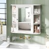 MaseiKar Bathroom Medicine Cabinet, Bathroom Mirror Cabinet Wall Mounted with 6 Side Open Shelves, White Wall Cabinet with Mirror, White - 2 of 4