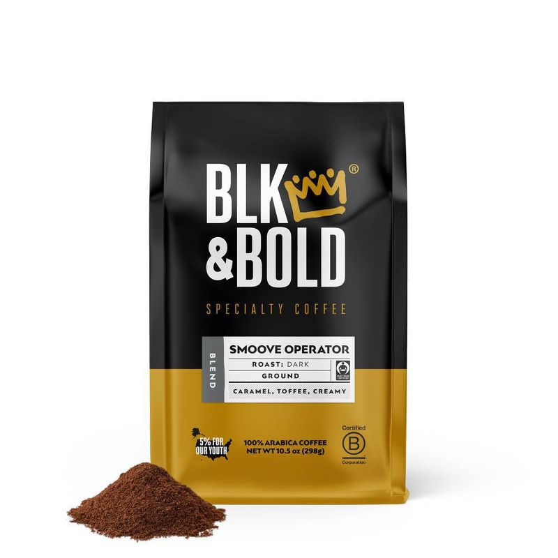 BLK &#38; Bold Smoove Operator Blend, Dark Roast Ground Coffee - 10.5oz, 3 of 10