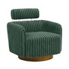 30" Velvet Plush Ribbed Swivel Chair with Gold Base, Luxurious Modern Design - 3 of 4