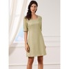 INSPIRE CHIC Women's Short Sleeve Scoop Neck A-Line Business Casual Work A-Line Mini Dresses - 4 of 4