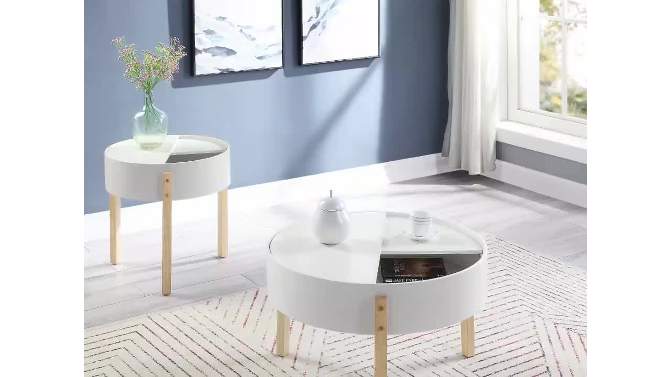 Bodfish End Table White/Natural - Acme Furniture, 2 of 5, play video