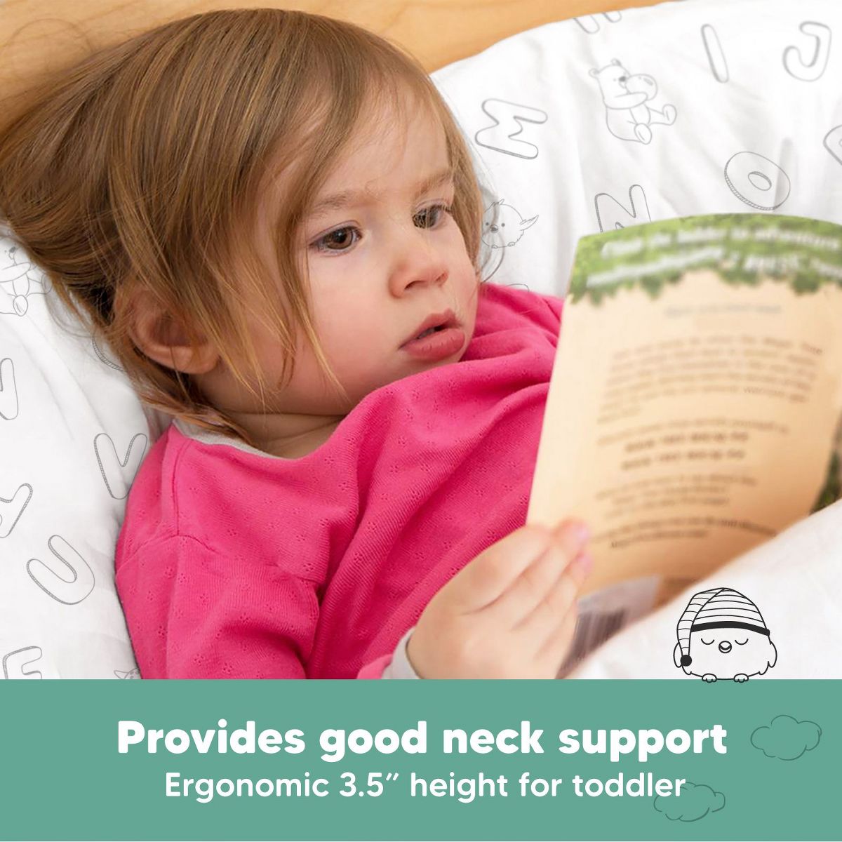 KeaBabies Toddler Pillow with Pillowcase, 13X18 Soft Organic Cotton Toddler Pillows for Sleeping, Kids Travel Pillow Age 2-5 - thumbnail 5