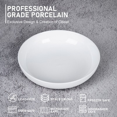 White Ceramic 22 Ounce Pasta and Salad Bowls Set of 6