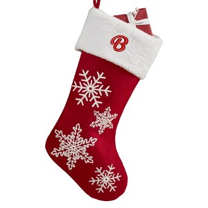 Personalization Mall Red & White Snowflake Initial Christmas Stocking - 1 of 3