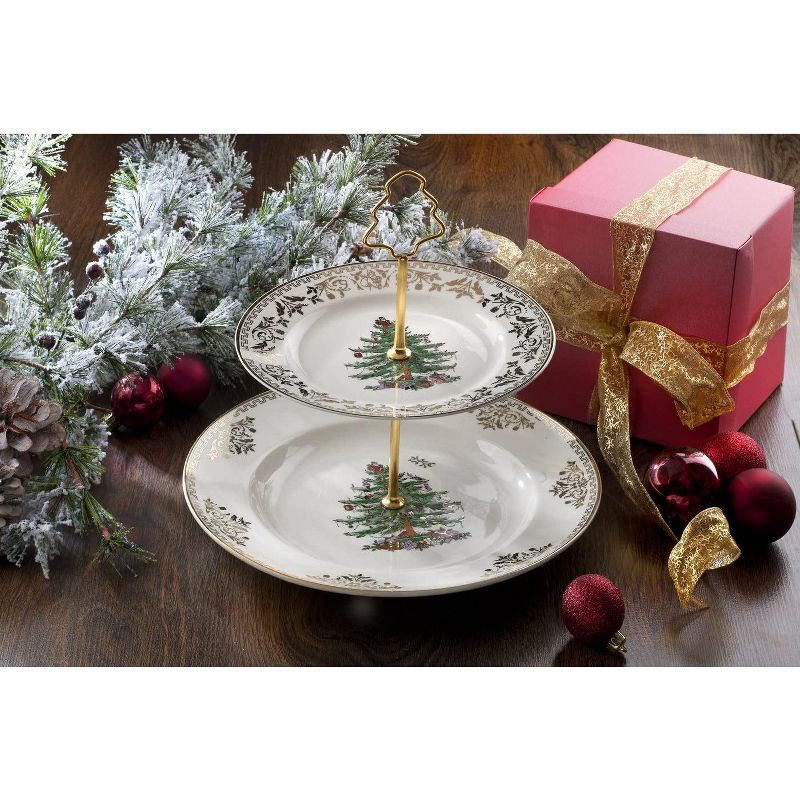 Spode Christmas Tree Gold 2-Tier Cake Stand - 10.5 Inch/8 Inch, 2 of 4