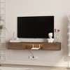 GlasFlength TV Stands and Consoles Floating TV Stand Wall Mounted Modern TV Stand Floating TV Cabinet For Bedroom, Brown, 76.4"*17"*4" - 2 of 4