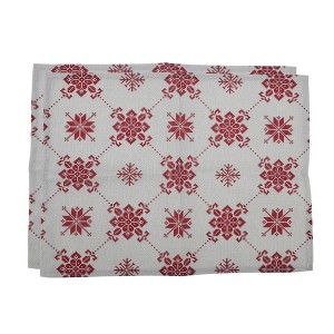 Unique Bargains Christmas Place Mats Red Snowflake Linen Red White 13"x17.7" 2 Pcs - 1 of 4