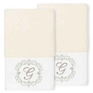 Linum Home Textiles 100% Turkish Cotton MONICA 2PC Embellished Hand Towel Set - 1 of 1