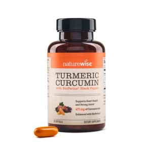 NatureWise Turmeric Curcumin 500mg with Black Pepper Softgels - Extra Strength, Enhanced Absorption - 95% Curcuminoids & BioPerine - 1 of 4