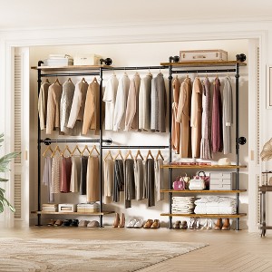Aheaplus Garment Rack with Wood Shelves - 1 of 4