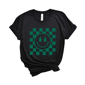 Simply Sage Market Women's Checkered Christmas Smiley Short Sleeve Graphic Tee - 1 of 3