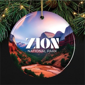 Zion National Park Retro Ornament, Utah Tourist Attraction Souvenir and Gift| OrnamentallyYou - 1 of 4