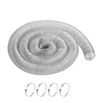 VEVOR Dust Collection Hose, 4'' x 20', Thickened PVC Material Puncture-Resistant Flexible Clear Hose with Carbon Steel Wire Coil