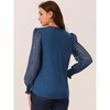 Seta T Women's Lace V Neck Long Sleeve Simple Casual Fall Winter Fashion T-Shirt - 4 of 4