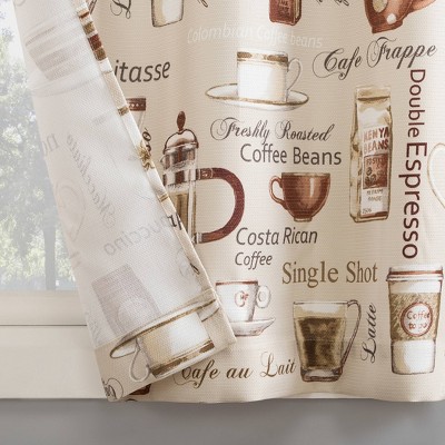 Ivory Coffee Shop Themed Polyester Rod Pocket Valance